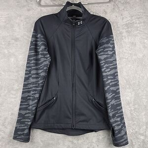 Under Armour Run Qualifier Jacket Womens Medium Black Hybrid 1/2 Zip‎ Pullover